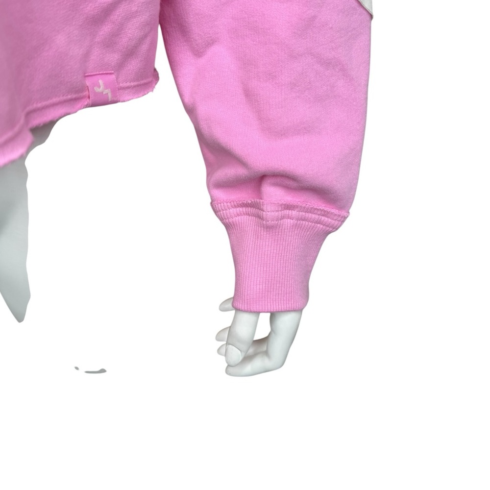 JoyLab Valentine’s Patchwork Hearts Sweatshirt S Cropped Pullover Crew Pink NWT - Picture 6 of 9